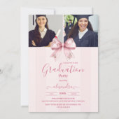 5 Foto's Coquette Blush Bow Graduation Party Kaart (Achterkant)