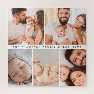 5 Foto's Galerij Familie Collage Gepersonaliseerd Legpuzzel