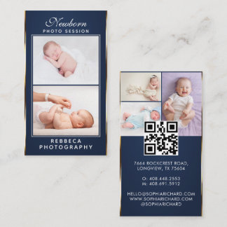 5 Foto's Logo QR Code Pasgeboren Baby Fotograaf  Visitekaartje
