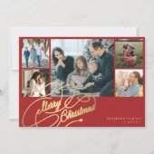 5 foto's Merry Kerstelegant script collage Feestdagenkaart (Voorkant)