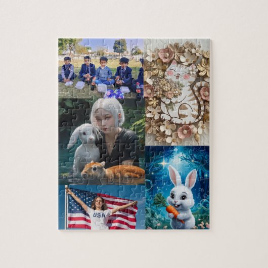 5 foto's personaliseren puzzel, collage foto legpuzzel (Verticaal)