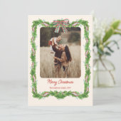 5 foto's plaid boog rustieke kerst Foto Feestdagenkaart (Staand voorkant)