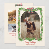 5 foto's plaid boog rustieke kerst Foto Feestdagenkaart (Voorkant / Achterkant)
