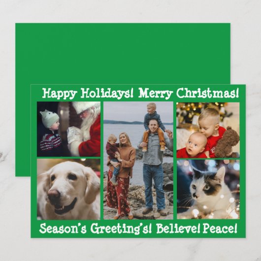 5 Foto's Prettig Kerstfeest Fijne Feestdagen Moder Feestdagenkaart (Voorkant / Achterkant)