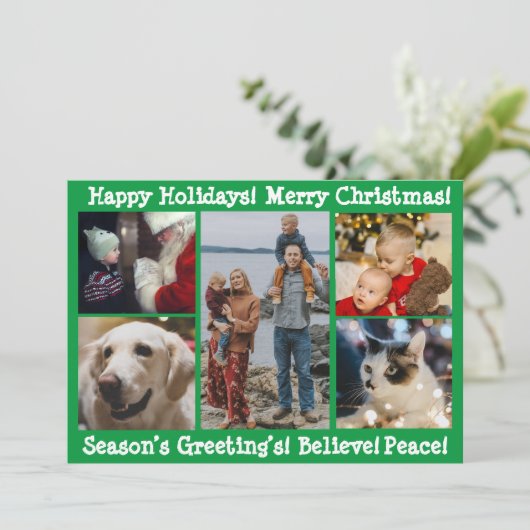 5 Foto's Prettig Kerstfeest Fijne Feestdagen Moder Feestdagenkaart (Staand voorkant)