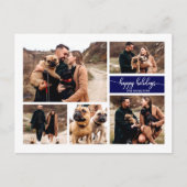 5 Foto's Prettige feestdagen Modern Collage Navy B Briefkaart (Voorkant)
