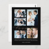 5 foto's Script Love Wedding Bedankt Zwart Briefkaart (Voorkant / Achterkant)
