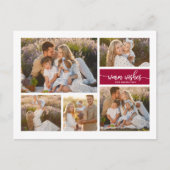 5 Foto's Warm Wishes Modern Collage Kerstmis Briefkaart (Voorkant)