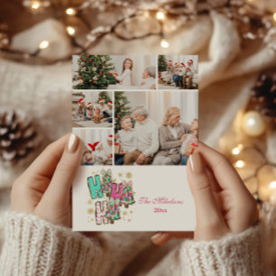 5 Foto's Whimsical Ho Ho Ho Kerst Familie Feestdagenkaart