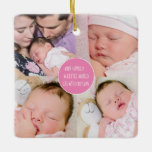 5 Fotoserie Little World Creëer door Love Names Keramisch Ornament<br><div class="desc">Een liefdevol en cadeau met een collage van vier vierkante foto's aan de voorkant, en het inspirerende citaat Onze familie Een kleine wereld Creëer door liefde in het midden in een roze cirkel. Op de rug, één enkele vierkante gewassenfoto met uw namen bij de bodem. Vervang eenvoudig de foto's aan...</div>