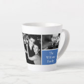 5-Fotosjabloon blauw monogram Latte Mok (Rechterhoek)