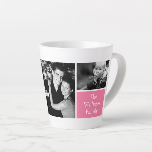 5-Fotosjabloon Roze monogram Latte Mok (Rechterhoek)