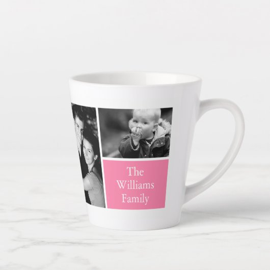 5-Fotosjabloon Roze monogram Latte Mok (Rechts)