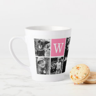 5-Fotosjabloon Roze monogram Latte Mok