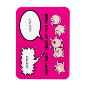 5 Funny Cartoon Comics Pigs nieuwjaar mei Magneet (Verticaal)