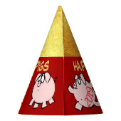 5 Funny Cartoon Comics Varkensjaar Verjaardagsfees Feesthoedjes (Achterkant)