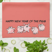 5 Funny Cartoon Illustratie Varkensjaar 2019 V Han Theedoek (Gevouwen)