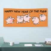 5 Funny Cartoon Pig Year 2019 kiest kleurenbanner Spandoek (Beurs)