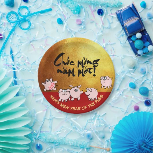 5 Funny Comics Vietnamees Pig Year 2019 Paper P Papieren Bordje (Feest)