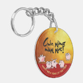 5 Funny Comics Vietnamees Pig Year Name keystick Sleutelhanger (Voorkant Links)