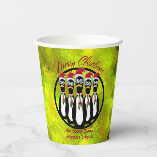 5 Funny Frazzled Santa Penguins Persoonlijk Papieren Bekers (Achterkant)
