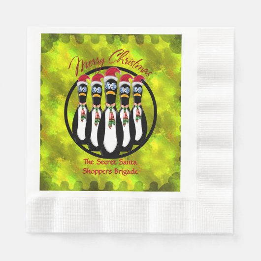 5 Funny Frazzled Santa Penguins Persoonlijk Servet (Voorkant)