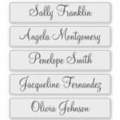 5 Gasten Namen Moderne Elegante Kalligrafie Sticker (Voorkant)