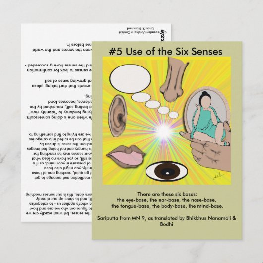 #5 Gebruik van de Zes zintuigen - van het afhankel Briefkaart (Voorkant / Achterkant)