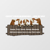 5 Geitten op Rustic Wood Omheining Tel je zegening Raamsticker (Vel)