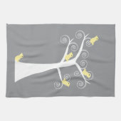 5 gele vogels boom keukenhanddoek (Horizontaal)
