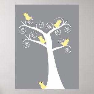 5 Gele Vogels Print