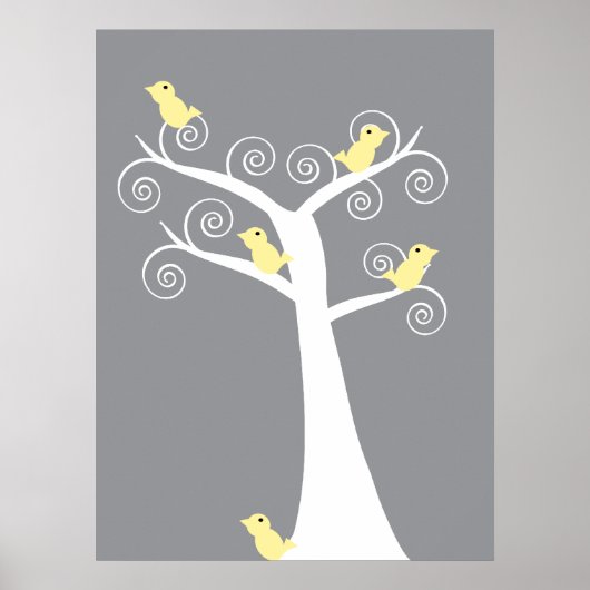5 Gele Vogels Print (Voorkant)