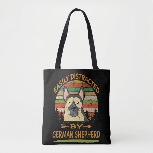 5 Gemakkelijk afgeleid door Duitse herder Tote Bag (Voorkant)