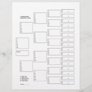 5 Generation Genealogie Pedigree Paper Sheet