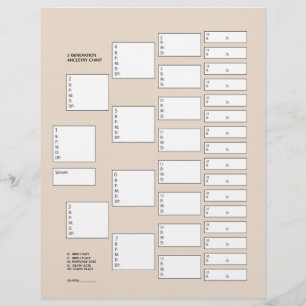 5 Generation Genealogie Pedigree Paper Sheet