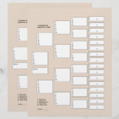 5 Generation Genealogie Pedigree Paper Sheet (Voorkant / Achterkant)
