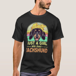 5 Gewoon Een Meisje Dat Van Dachshund Vintage Houd T-shirt