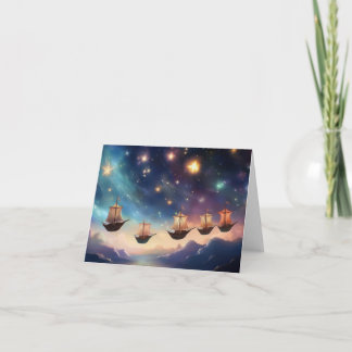 5 gloeiende schepen varen door de lucht kaart