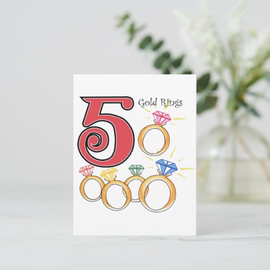 5 Gold Rings Briefkaart (Staand voorkant)