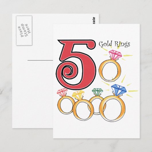 5 Gold Rings Briefkaart (Voorkant / Achterkant)