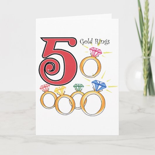 5 Gold Rings Feestdagen Kaart (Voorkant)