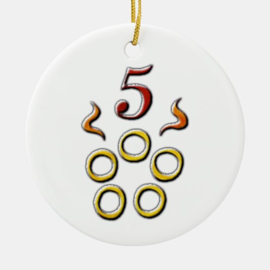 5 Golden Rings Keramisch Ornament (Voorkant)