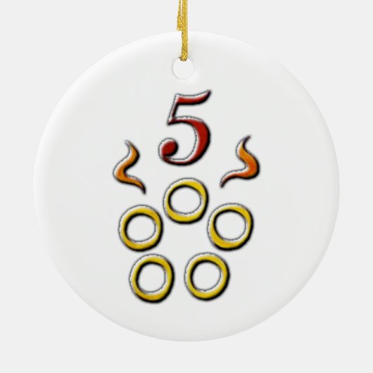 5 Golden Rings Keramisch Ornament (Achterkant)