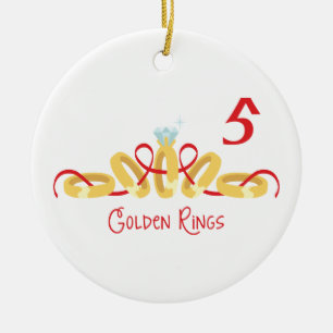 5 Golden Rings Keramisch Ornament
