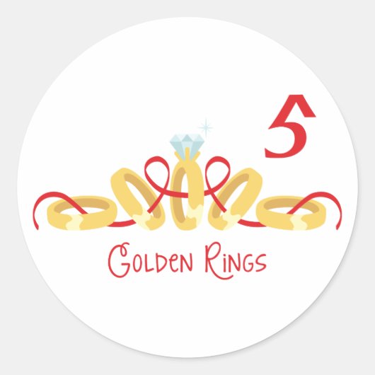 5 Golden Rings Ronde Sticker (Voorkant)