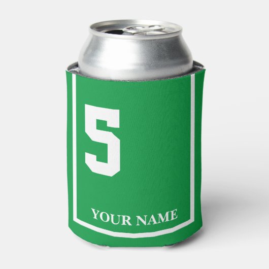 5 Groen met Witte Paard Zadeldeken Custom Blikjeskoeler (Blikje Voorkant)