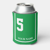 5 Groen met Witte Paard Zadeldeken Custom Blikjeskoeler (Blikje Achterkant)