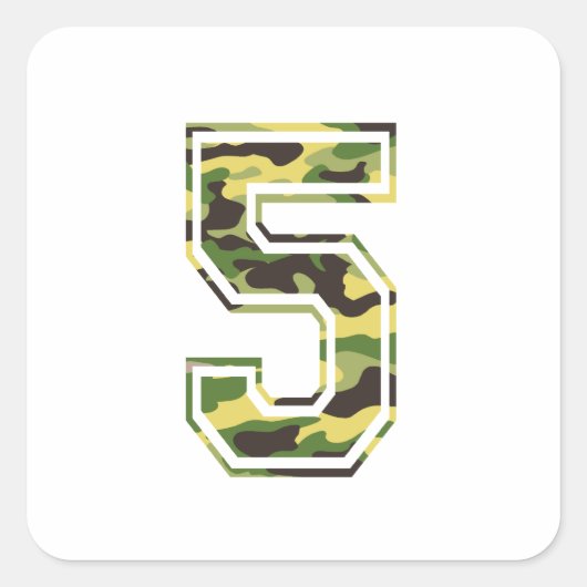 #5 Groene & Gele Camo Vierkante Sticker (Voorkant)