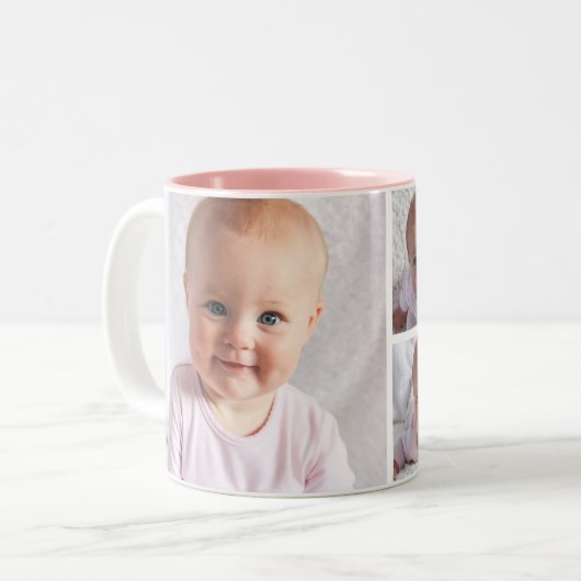 5 Grootkinderen Foto-monogram op persoonlijke tite Tweekleurige Koffiemok (Voorkant links)