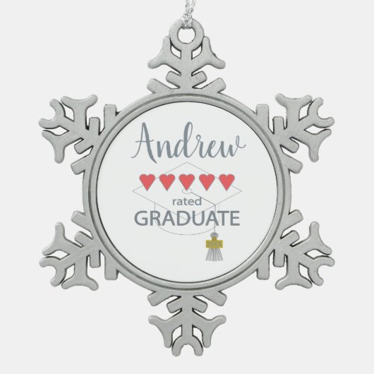 5 Hartbeoordeling Afstuderen Tin Sneeuwvlok Ornament (Voorkant)